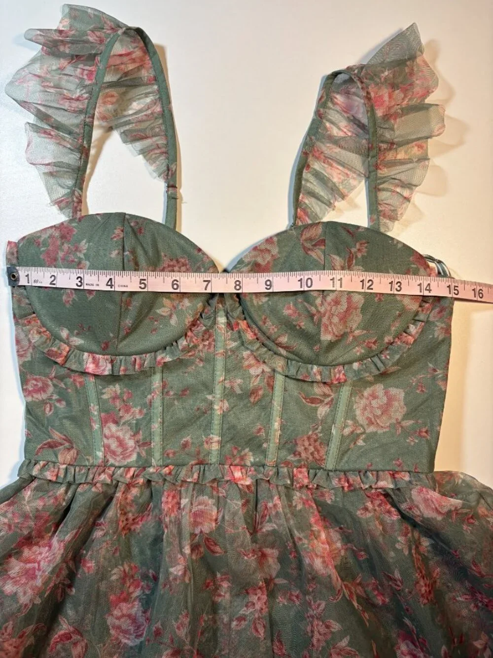 VICI Floral Corset Tiered Mesh Maxi Dress Cottagecore Fairycore Romantic Medium - Picture 8 of 10